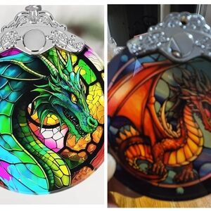 Vibrant Dragon Stained Glass Ornament